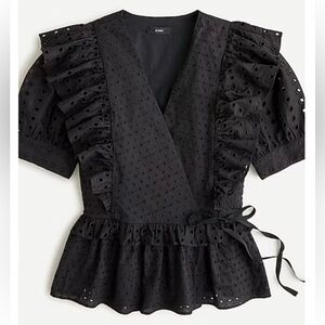 NWOT J Crew Ruffle Wrap Top in Eyelet Sz S